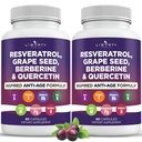 Resveratrol, Berberine, Grape Tohumksiyonu, Quercetin, Noni Extract, N-Acetyl Cysteine, Acai Extract - 2Pack