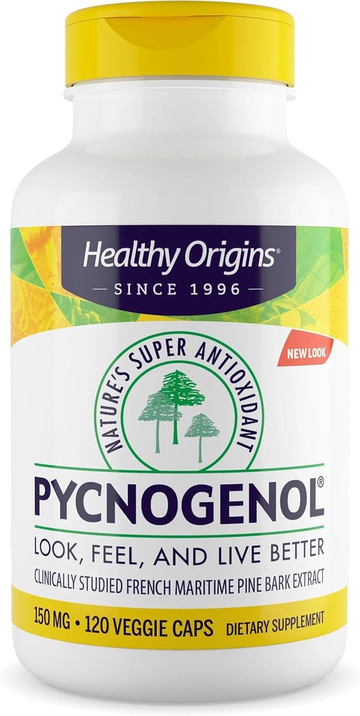 Healthy Origins Pycnogenol 150 mg, Γαλλικό εκχύλισμα Maritime Pine Bark, Natures Super Antioxidant, Antioxidant, Non-GMO, Vegan, 120 κάψουλες Veggie