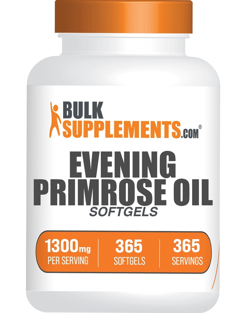 BulkSupplements.com Evening Primrose Oil Softgels - GLA Supplements, Evening Primrose Oil 1300 mg - Gluten Free, 1 Softgel per Service, 365 Count (Pack of 1)