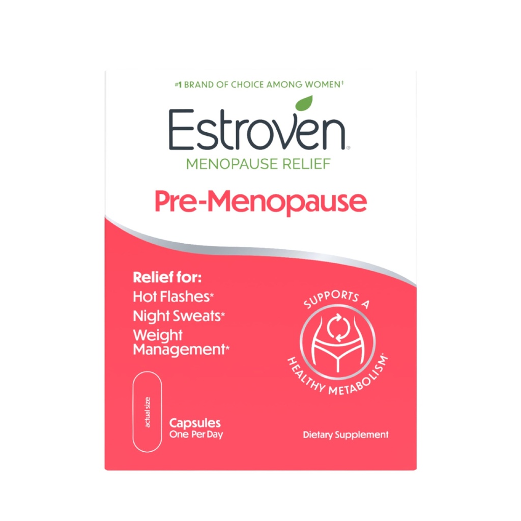 Estroven Pre-Menopause Relief, 30 Ct., Klinik olarak Proven Malzemeler, Menopause Relief artı Gece Ters & Hot Flash Relief, Drug-Free or Estrogen Free