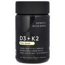 Sports Research Βιταμίνη D3 με K2 Softgels - Plant Based K2 & Vegan D3 5000iu with Coconut MCT Oil - Vegan Certified, Soy & Gluten Free - 120 Count