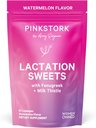 Pink Stork Lacation Sweets Supplement, Snacks Θηλασμός με Fenugreek και Milk Thittle για την υποστήριξη της προσφοράς μητρικού γάλακτος - 30 Cartermelon Candy Drops (Packaging May Vary)