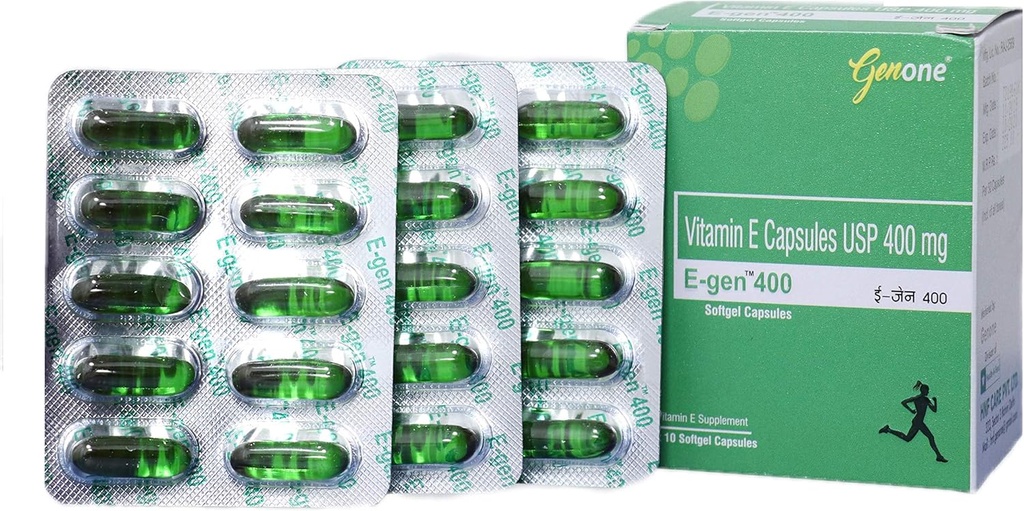 Genone E-Gen 400 E Capsule for Glowing Face, Skin and Hair Nutrition (30 Capsules)