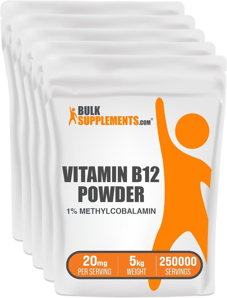 BulkSupplements.com Vitamin B12 Mecobalamin Toz -% 1 B12 Mecobalamin, Essential B Vitamini - B12 Tamam, Gluten Free, 20 mg per Service, 5 (11kg lbs) (Pack of 1)