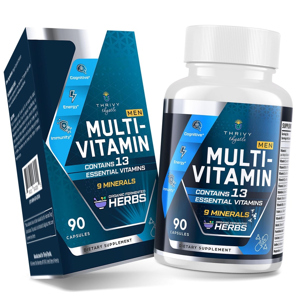Erkekler Multivitamins 50 Plus - Fermented Herbal Extracts & 43 Vitamins and Minerals - Erkekler Vitaminler Memory & Brain, Energy, Bone Health