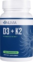 D3+K2 - Βιταμίνη D3 K2 συμπλήρωμα για γυναίκες και άνδρες - 60 κάψουλες λαχανικών - με εκχύλισμα μαύρου πιπεριού Bioperine - Υποστηρίζει μέγιστη απορρόφηση ασβεστίου και την καρδιά και την υγεία των οστών - Κατασκευάζεται στις ΗΠΑ
