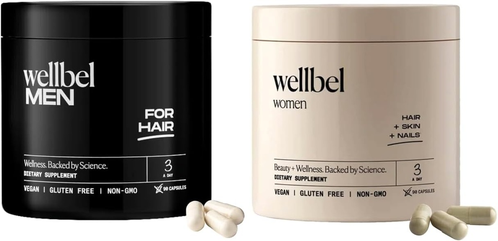 WELLBEL Mix Mens and Women Clean Supplement for Hair, Skin, and Nails, Vegan, Gluten Free and Non GMO