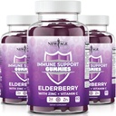 Νέο ανοσοποιητικό σύστημα υποστήριξης Gummies - Sambucus Black Elderberry Gummies με βιταμίνη C και ψευδάργυρο (Immune Support 180 Gummies)