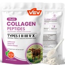 VEV Multi Collagen, Toz, 16 oz (41 Hizmet) - Tip I, II, III, V, X, Hydrolyzed Collagen, Hyaluronic Acid Power, Biotin, C vitamini, Supports Skin, Unflavored, Dissolves