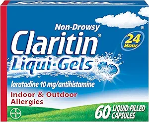 Claritin Liqui-Gelin 24 Saat Alerjisi Yardımı, Sigara içilmeyen Antihistamin Capsules, 60 Kont