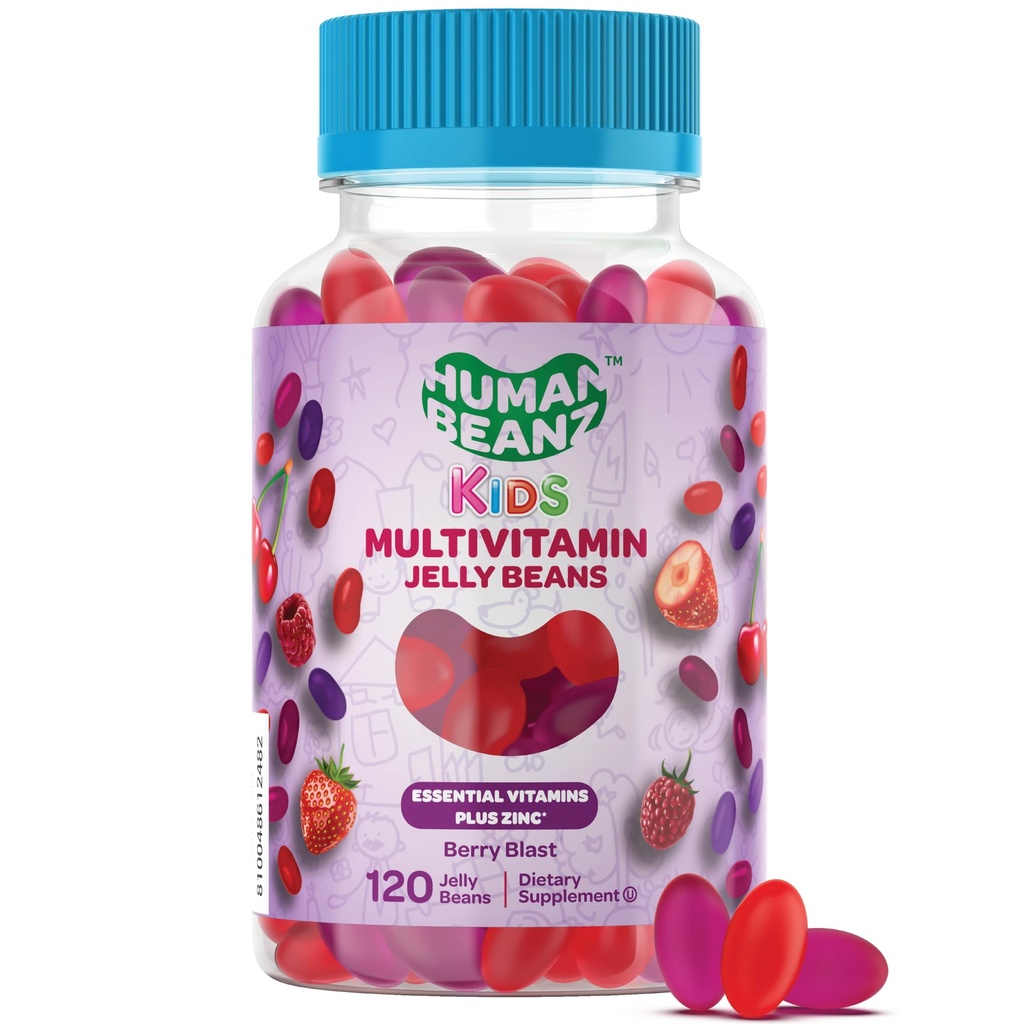 Çocuklar için çinko ile Multivitamin Jelly Bean Gummies, Immune Support Diyetary Supplements, Vegetarian, 120 Berry Jelly Beans, Kosher