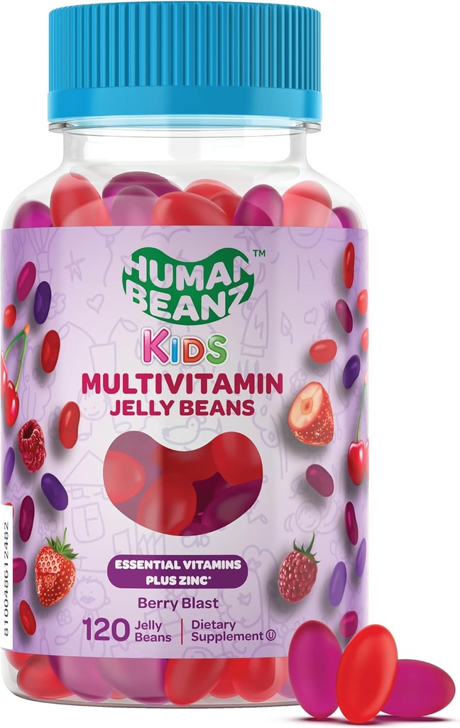 Çocuklar için çinko ile Multivitamin Jelly Bean Gummies, Immune Support Diyetary Supplements, Vegetarian, 120 Berry Jelly Beans, Kosher