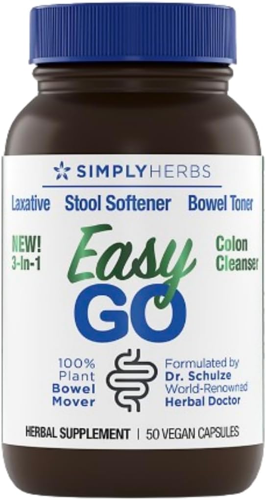 Dr. Schulze'nin Easy GO Bowel Mover - Formulaed Gentle Laxative, Colon Toner & Stool Softener | 100% Plant Natural Bowel Cleanse - Düzenli ve Tamamlanan Bowel Hareketleri - 50 Vegan