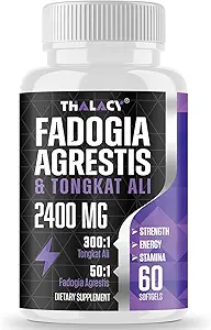 2400mg Fadogia Agrestis Tongkat Ali Supplement - Fadogia Agrestis 1400mg & Tongkat Ali 1000mg Ultra Blend, Maximum Strength, Muscle Mass & Athletic Performance, 360 Softgels