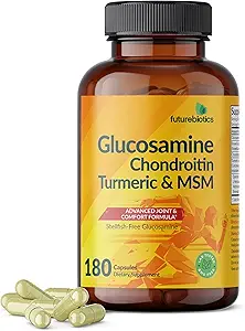 Futurebiotics Glucosamine Chondroitin Turmeric & MSM Advanced Joint Formula, Supports Healthy Joints & Mobility - Non-GMO, 180 Capsules