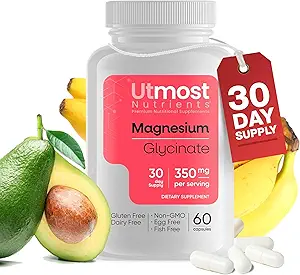 Magnezyum Glycinate Supplement - Just 1 Capsule=175 MG of Absorbable Magnezyum (350 MG in 2 Capsules) Non-GMO, Gluten-Free, Major-Allergen Free-Promotes Nighttime Calm & Muscle Wellness (60 Capsules)
