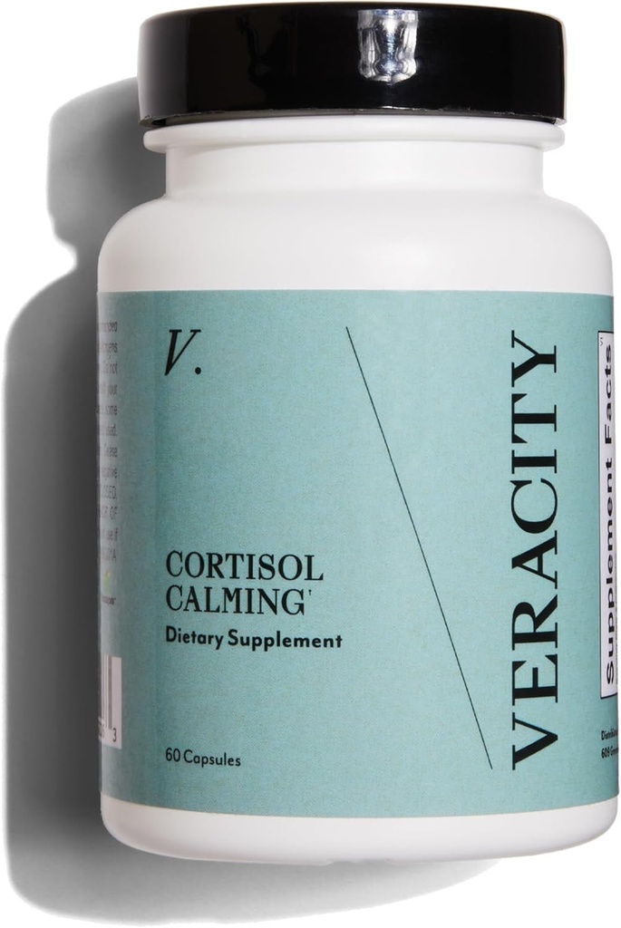Veracity Cortisol Calming - Clinically Αποδεδειγμένο άγχος & συμπλήρωμα υποστήριξης ύπνου - Μειώνει την ένταση και βελτιώνει την νοητική σαφήνεια με φυσικό μείγμα προσαρμογών - 60 κάψουλες
