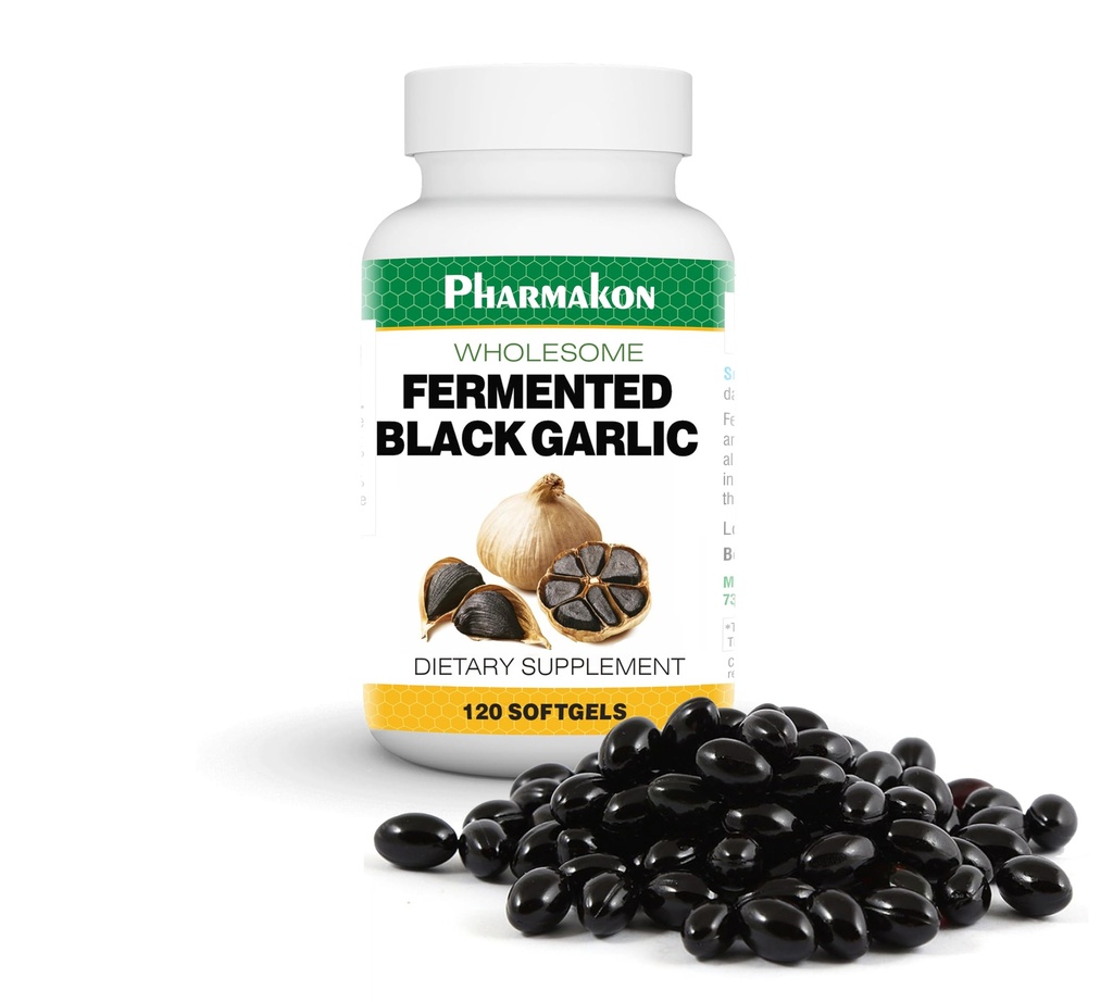 PHARMAKON Organik Aged Black Capsule, Bio available Soft Capsules, Wholesome, Reduced Odor (120 Count)