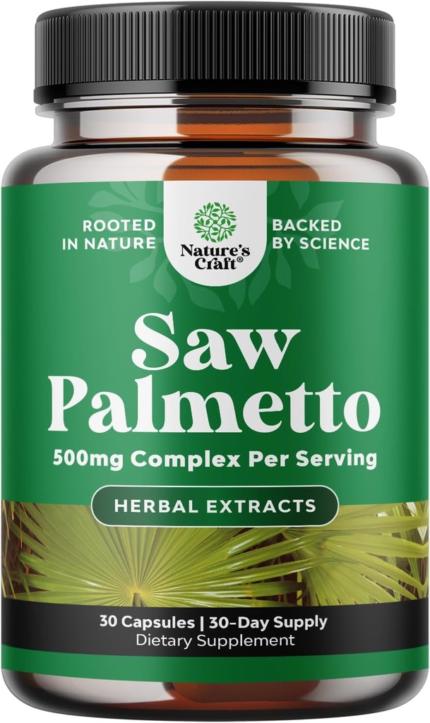 Ekstra Kuvvetli Saw Palmetto Ekstra - Saç Sağlığı ve Urinary Support with Plant Sterols & Flavonoids - Potent Herbal Supplement with 500 mg per Service - 30 Capsules