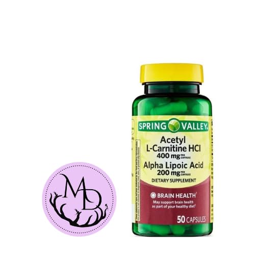 Γενόσημο Acetyl L-Carnitine HCI 400 mg + Alpha Lipoic Acid 200 mg Κάψουλες Spring Valley, 50 Count + Sticker Dri Store