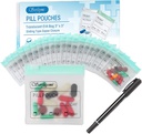 Serfeymi 32 Pcs Zippered Pill Pouches Organizer Πλαστικά Τσάντες 3 X 3 Inches 12 εκατ. Self Σφραγίζοντας με Slide Lock Writable Travel Medicine Θήκη Αποθήκευση Τσάντα και 1 τεμ Marker-Πράσινη