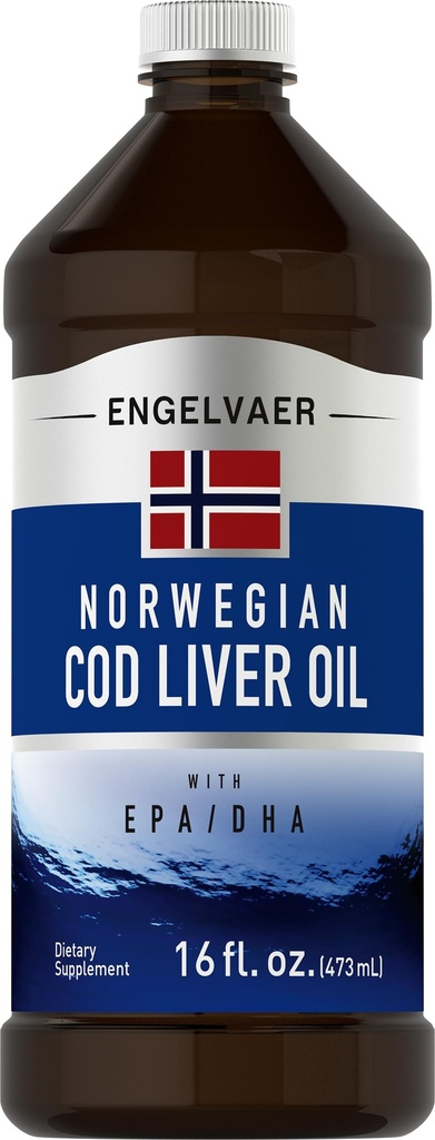 Piping Rock Cod Liver Oil Liquid | 16 fl oz | EPA DHA | Engelvaer Norveç | Non-GMO, Gluten Free Supplement Supplement Supplement Supplement