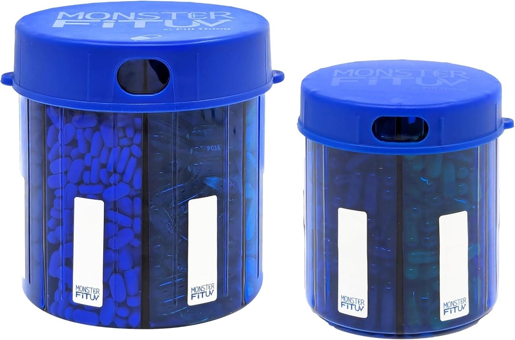 Monster Supplement Drug Pill, Karşılaştırmalı Etiketler ile Yanıyor - Ekstra Büyük Pill Konteyner Şişesi Hemen Herhangi Bir Tamam - Ayrılma Kolay (Monster Blue & Monster Jr. Blue)