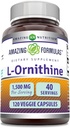 Amazing Formulas L-Ornithine 1500 Mg Per Veggie Capsules Supplement | Non-GMO | Gluten Free | Made in USA (120 Count)