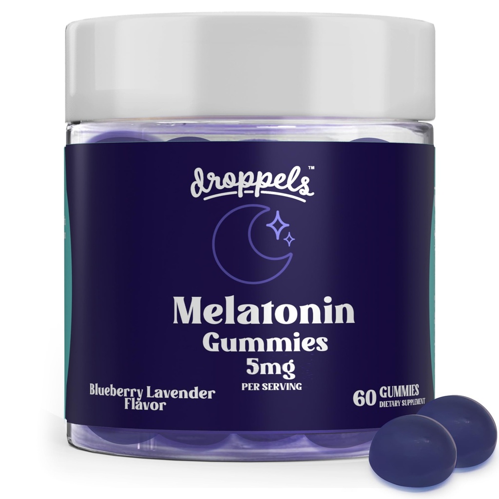 Σταγονίδια Μελατονίνη Gummies, 5mg – Plant-based, Vegan Melatonin 5mg για φυσική υποστήριξη ύπνου με εκχύλισμα χαμομηλιού, 60 Count, Blueberry Flavor (1-Month Supply)