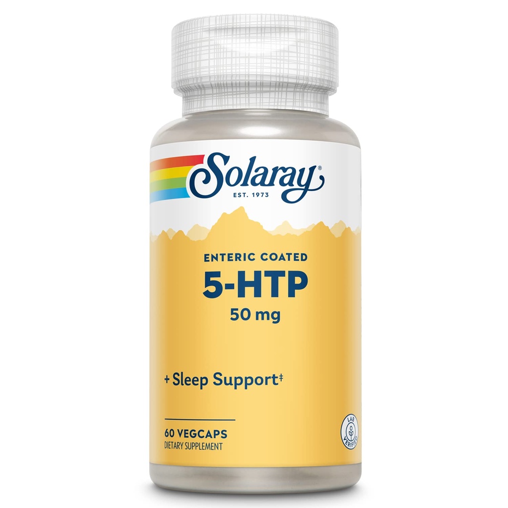 SOLARAY 5HTP - 60 Enteric-Coated Capsules - 50 mg