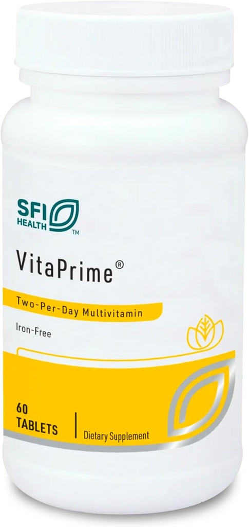 Klaire Laboratuvarları SFI Health VitaPrime - Kadınlar ve Erkekler için Demir Ücretsiz Multivitamin - Immune Function & Support Nutritional Gaps - Two-Per-Day Multivitamin with Metil Folate & B12 (60 Tablet)