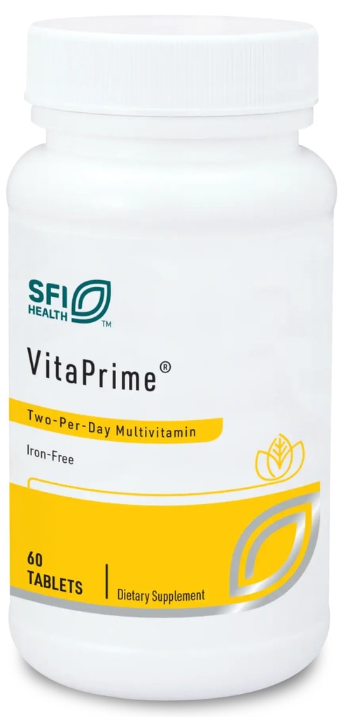 Klaire Labs SFI Health VitaPrime - Σιδήρου Δωρεάν πολυβιταμίνη για γυναίκες & άνδρες - Προώθηση της λειτουργίας του ανοσοποιητικού & Υποστήριξη Διατροφικών Λαβών - Δύο ανά ημέρα Πολυβιταμίνη με Φολικό Μεθύλιο & B12 (60 δισκία)