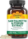 Country Life Saw Palmetto & Pygeum Extract - Prostate Health Supplement for Men's Health - Promotes Healthy Urinary Tract Function, 90 Capsules