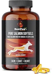 Best Paw Διατροφή Αμιγής Άγρια Αλάσκας Salmon Oil για σκύλους & γάτες Αλλεργία, ξηρή φαγούρα δέρμα, Hotspots, & Κοινή ανακούφιση του πόνου 1000mg Softgels