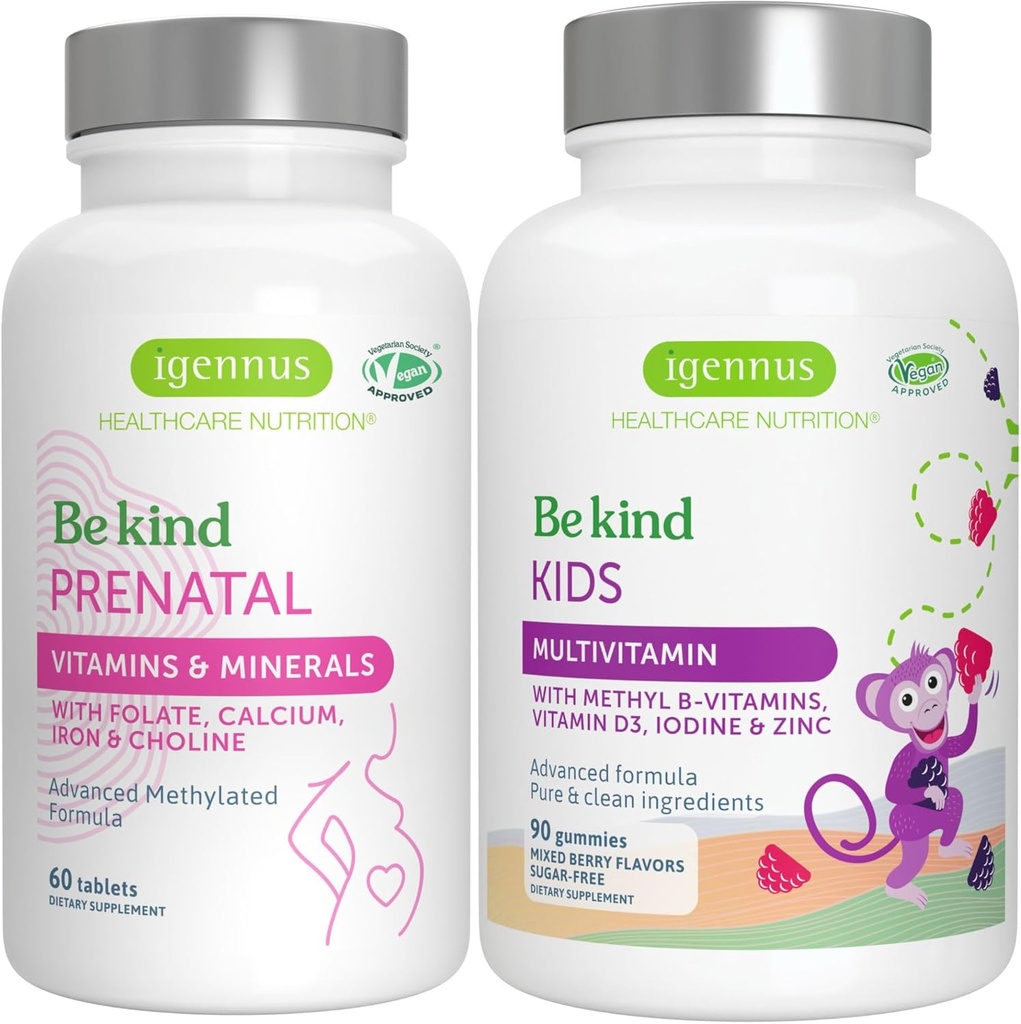 Yüksek Abhidrasyon Medental + Gelişmiş Çocuklar Çokvitamin Gummy Vegan Sche, Vitamin A, B, C, D3 & E, 60 Tabletler + 90 Berry Flavor Gummies, Igennus