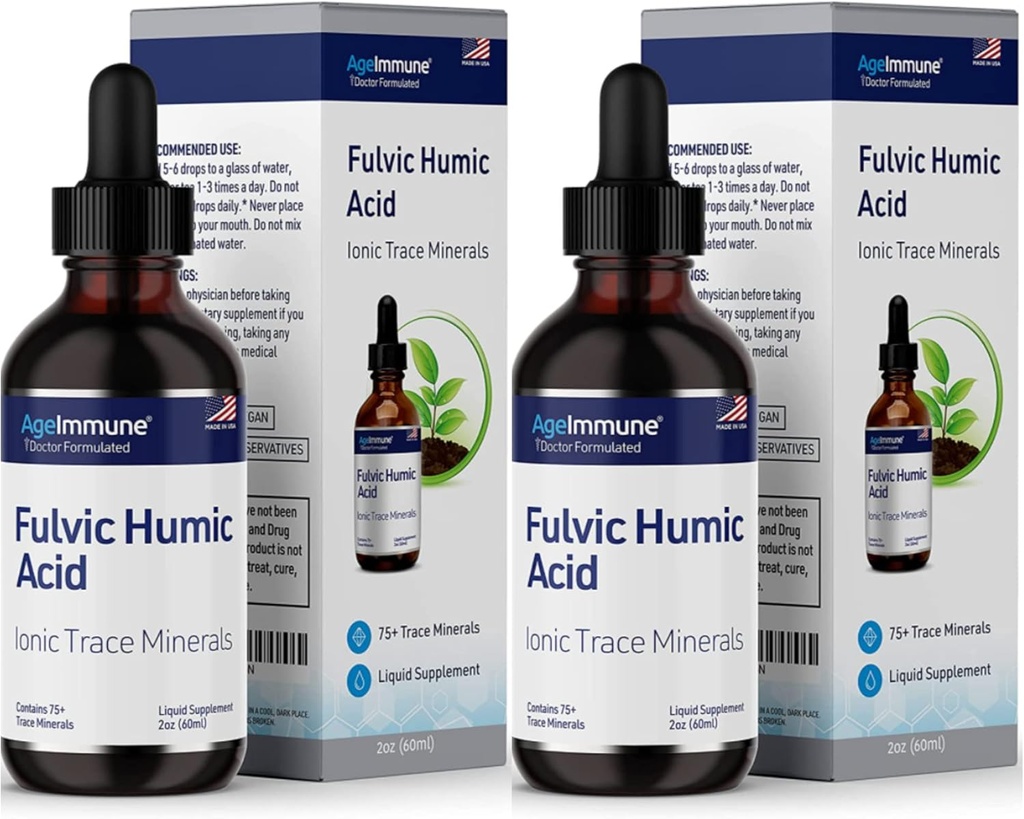 Fulvic Humic Acid Liquid Supplement. Plant Derivedler, Enerji Boost için 75 Trace Mineralleri. 8 Ay Supply. Concentration 250%. 2oz Her 2 Şişe.