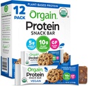 Orgain Organic Vegan protein Bars, Chocolate Chip Cookie Dough - 10g Plant Temel Protein, Low Calorie Sağlıklı Snacks, No Lactose veya Soy Malzemeler, Gluten Free, Non-GMO - 1.41 Oz (Brook of 12)