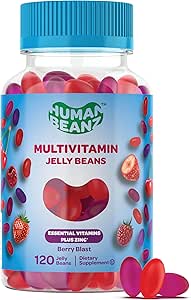 Πολυβιταμίνη Jelly Bean Gummies με ψευδάργυρο για άνδρες και γυναίκες, ανοσοποιητικά συμπληρώματα διατροφής υποστήριξης για ενήλικες, χορτοφάγους, 120 Berry Blast Jelly Beans, Kosher