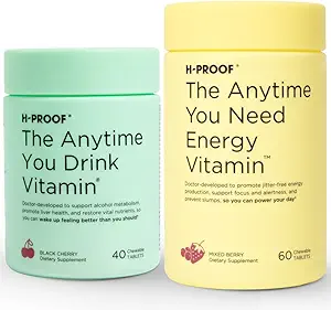H-PROOF Bundle & Save, The Whentime You Drink Vitamin, 40 Chewable Tablets (20 Μερίδες), Black Cherry & The Whentime You Need Energy Vitamin, 60 Chewable Tablets (30 Μερίδες), Mixed Berry