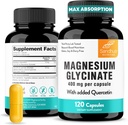 Sandhu'nun Magnezyum Glycinate 400 mg Capsules with Quercetin | Quality Sleep, Relaxation, Muscle Health & Immune Support | 120 Count (Pack of 1) | Easy to Swallow | for Women and Men