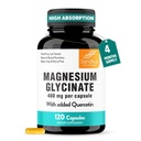 Sandhu'nun Magnezyum Glycinate 400 mg Capsules with Quercetin | Quality Sleep, Relaxation, Muscle Health & Immune Support | 120 Count (Pack of 1) | Easy to Swallow | for Women and Men
