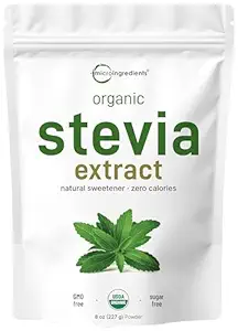 Pure Organic Stevia Toz, 8 Ounces, 1418 Hizmet, High Grade Stevia Green Leaf Ekstrater Aftertaste, 0 Calorie, Natural Sweetener, Sugar Alternative, Keto Friendly