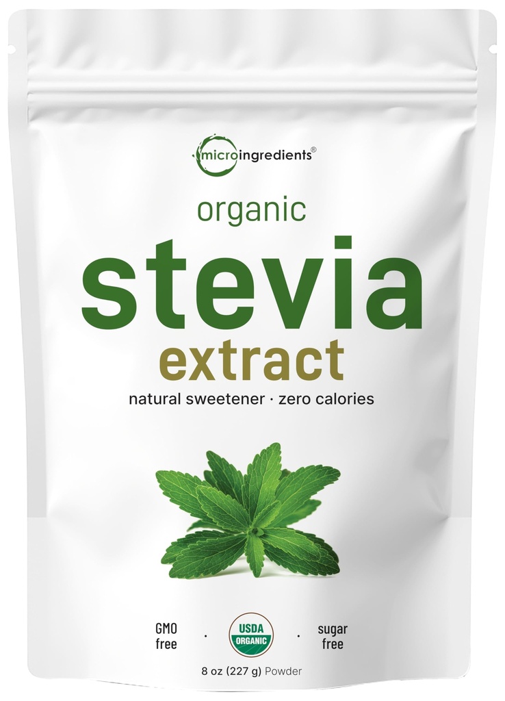 Pure Organic Stevia Toz, 8 Ounces, 1418 Hizmet, High Grade Stevia Green Leaf Ekstrater Aftertaste, 0 Calorie, Natural Sweetener, Sugar Alternative, Keto Friendly