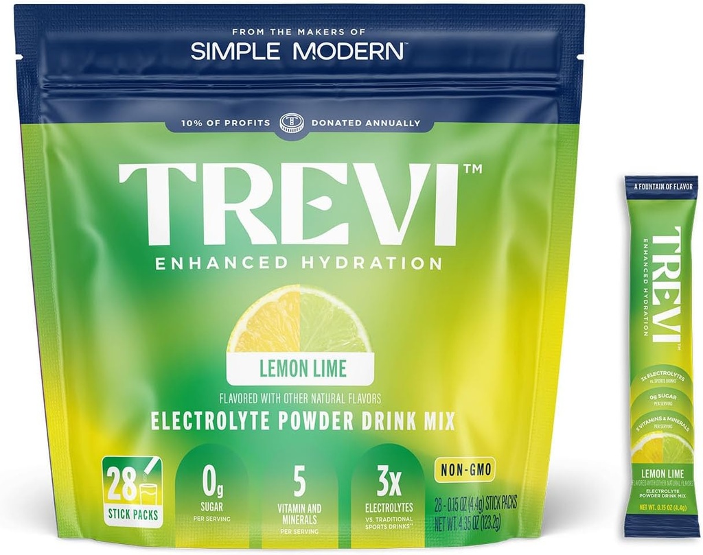 TREVITM Sugar Free Electrolytes - İçilir Toz Paketleri - 28 Kont - Lemon Lime