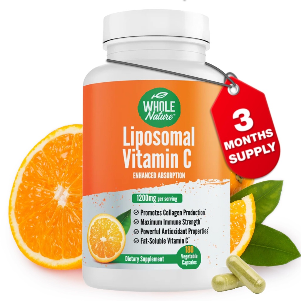 Liposomal Vitamin C Supplement Pills 1200 mg - Yüksek Abvitamin 180 Vegan Capsules Fat ► VIT C, maksimum Güçlü Immune Sistemi ve Collagen ATM, Sunflower Lecithin