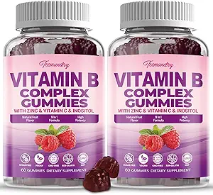 Sugar-Free Vitamin B Complex Gummies for Women - Vegan b Vitamins Kompleks with Me12, Metil Folate - Plus C, çinko, Inositol - Destekler Enerji, Immune, Sağlıklı Saç, Cilt (120 Kont)