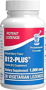 B12 Mecobalamin 1000 mcg - Klinik Formula Mesel B12 Enerji Göz Nerve ve Beyin Desteği için Temel 1000 mcg - 30 Kont (Berry Flavor)