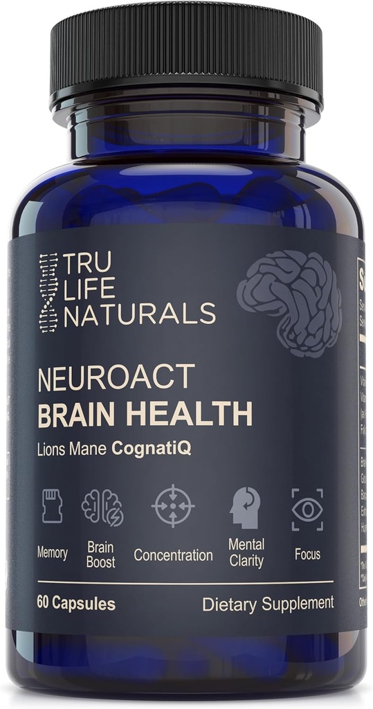NEUROACT Brain Health Memory, Focus, Concentration, mental Clarity with CognatiQ, Vitamin B3 & B6 | Stres ve Elevate Mood | Holistic Brain Health Formula, Sustained Energy & Well Being