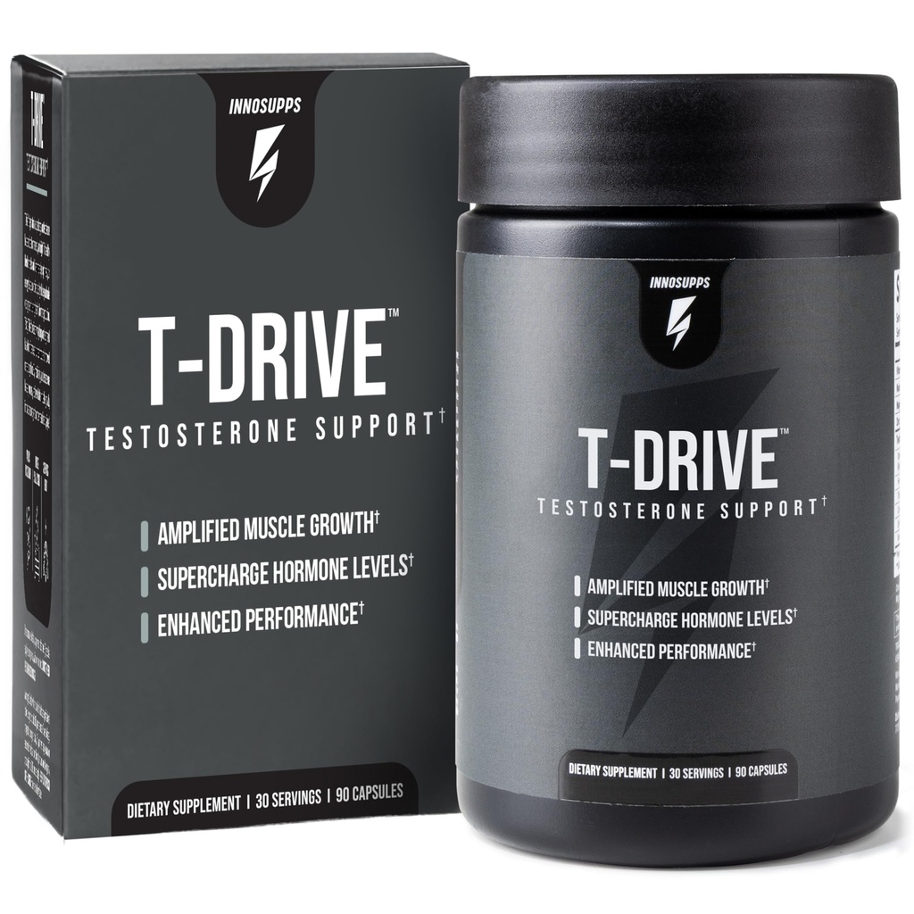 InnoSupps: T-Drive | testosteron ATM | Amplify Muscle growth | KSM-66 Ashwagandha, Boron, Fenugreek | 90 Capsules