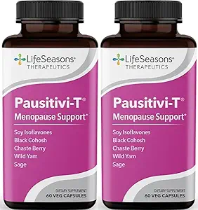 Pausitivi-T - Menopause Support Supplement - Hot Flashes, Hormon Imbalance & Night Sweats - Nourishes Tound - Sage, Chasteberry, Soy Isoflavones & Black Cohosh - 60 Capsules (Pack of 2)
